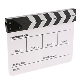Movie Director Acrylic Dry Erase Slate Scene Prop Clapboard English (White)