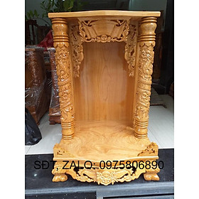 Mua bàn thờ gỗ gõ trạm   Bàn thờ thần tài ông địa 48 x 68cm gỗ gõ đỏ