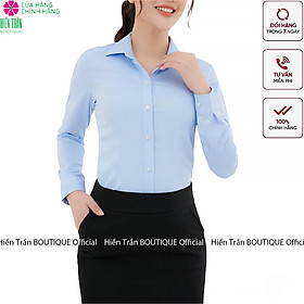 Áo sơ mi Hiền Trần BOUTIQUE công sở dáng suông vải mềm thoáng mát sơ mi dài tay nữ