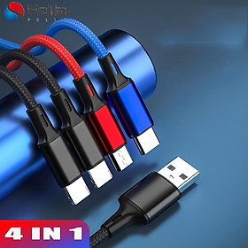 Dây Cáp Sạc Nhanh Truyền Dữ Liệu 4 Trong 1 Đầu Micro USB / 3A Type C Cho iPhone Xiaomi Huawei