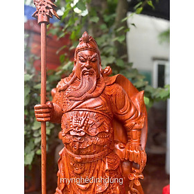 Tượng quan công trấn ải bằng gỗ hương đá quá đẹp kt cao 100x37x24cm