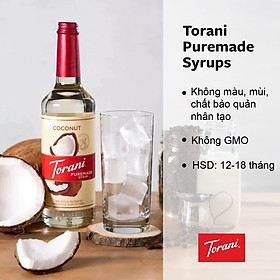 (DATE 15/6/24) Sirô Pha Chế Hương Vị Dừa Torani Puremade Coconut Syrup 750ml Mỹ