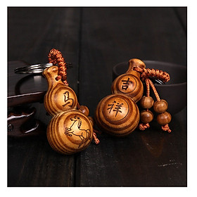 Móc khóa bầu gỗ đào món quà sáng tạo mười hai cung hoàng đạo hòa bình - MK12HLXD