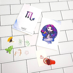 Bộ Sưu Tập Cá Tính Cung Hoàng Đạo Gồm 2 Sổ Tay Và 1 Con Dấu Tặng Kèm 6 Sticker Mini Mẫu Ngẫu Nhiên - Bọ Cạp