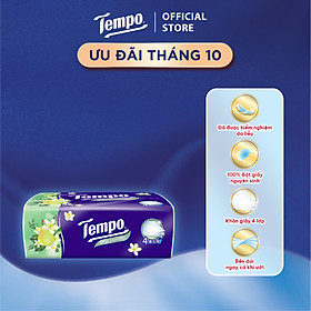Khăn giấy rút cao cấp Tempo Hương Đào - 4 lớp bền dai, an toàn cho da - Thương hiệu Đức (1 gói/90 tờ)