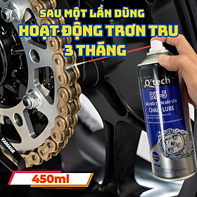 Chai xịt dưỡng sên, bôi trơn xích xe máy chống văng, chống rỉ sét BX5 (450 ml) Chain Lube - Hàng Chính Hãng O'Tech