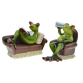 Resin Leggy Couple Frog Figurine Statue Decor Sculpture