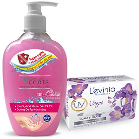 Bộ đôi Nước Rửa Tay Kháng Khuẩn SIGNATURE SCENTS 500g + Xà Bông Trắng Mịn, Trẻ Hóa Da L'evinia VOGUE 100g