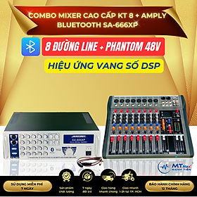Mua Combo Mixer Cao Cấp MTMAX KT8 + Amply Bluetooth SA 666XP 12 Sò  4 Tụ Nguồn Lớn  Đánh Được Cặp Loa 2 Tấc  Công Suất 600W  Kèm Dây Canon Ra Hoa Sen  Hàng Chính Hãng  Bảo Hành 12 Tháng