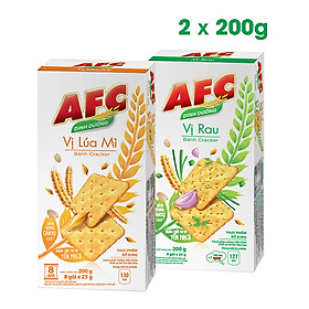 Combo 2 Hộp Bánh Dinh Dưỡng AFC Vị Rau và Vị Lúa Mì 2x200g