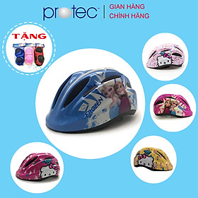 Nón bảo hiểm xe đạp trẻ em Protec SMILE cho bé gái, họa tiết đáng yêu, năng động, có đèn hậu an toàn- Hàng chính hãng