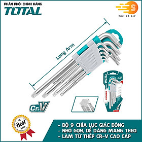 Mua Bộ 9 chìa lục giác bông T10-T50 đa năng TOTAL THT106392 - Nhỏ gọn  chất liệu thép chuyên dụng CR-V  dễ dàng bỏ túi mang theo