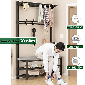 Giá treo quần áo tích hợp kệ để đồ và giá giày dép có đệm tiện lợi