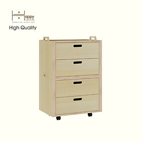 HAPPY FURNITURE , Gỗ tự nhiên , Tủ lưu trữ 4 ngăn kéo gỗ Plywood - GAMOR , THK_204 , 60cm x 40cm x 90cm DxRxC