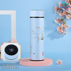 Bình Nước Giữ Nhiệt 500ml Bằng Thép Không Gỉ 304 Có Màn Hình Kỹ Thuật Số Hiển Thị Nhiệt Độ Cảm Biến 1 Chạm