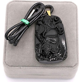 Vòng cổ Quan công đá thạch anh đen DEQCTE14 size XXL - Dây chuyền đá phong thủy - Mặt Size lớn