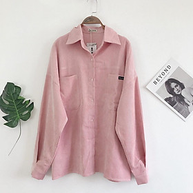 Áo khoác sơ mi nhung tăm dáng rộng ulzzang