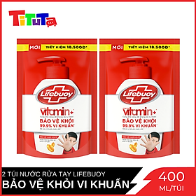 COMBO 2 túi Nước rửa tay Lifebuoy Bảo vệ vượt trội 10 Đỏ 400ml X2