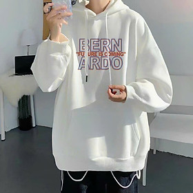 Áo Hoodie unisex in chữ BERN ARDO là điểm nhấn, chất nỉ bông 2 lớp, mũ 2 lớp dày dặn, phong cách ullzang, Áo hoodie in chữ 3D cool ngầu trắng đen