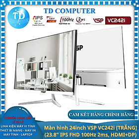 Mua Màn hình máy tính 24inch VSP VC242i  TRẮNG  (23.8  IPS FHD 100Hz 2ms  HDMI+DisplayPort) - Hàng chính hãng VSP phân phối