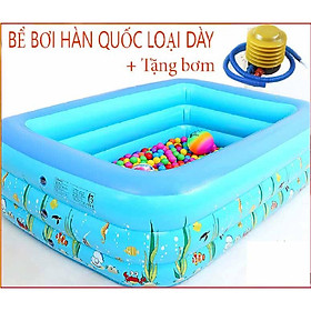Mua Hồ bơi phao trẻ em Bể bơi phao trong nhà hình chữ nhật đủ kích cỡ Đáy Chống Trượt - TẶNG KÈM BƠM MIẾNG DÁN CAO CẤP