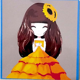 Mua Tranh sơn dầu số hóa cho bé tự tô có khung - 20x20cm nhiều mẫu SD4 - công chúa vàng 035