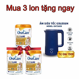 Combo 3 lon Sữa Oracare Gold sure lon 900gr - Tặng ấm đun siêu tốc