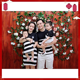 Áo gia đình trắng đen - Áo váy thun sọc chất đẹp AG24