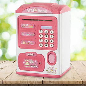 Kids Piggy Bank Automatic Password Lock Electric Piggy Bank Cash & Coins Savings Bank ATM Machine Paper Money Saving Box for 3-11 Year Old Girls Boys