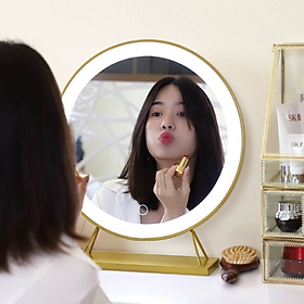 Mua Gương tròn để bàn công chúa trong phòng trang điểm  phòng ngủ có led hoặc không led G11