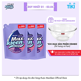 Combo 3 Túi Nước Giặt Xả Maxkleen Hương Nước Hoa Huyền Diệu (2.4kg/túi)