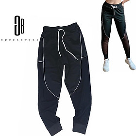 Quần dài jogger thể thao nữ tập gym yoga aerobic phối lưới chất siêu đẹp