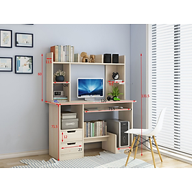 Mua Bàn học tập làm việc lắp ghép kèm giá để sách tiện lợi  bàn máy tính gỗ MDF dễ lau chùi có hộc tủ lưu trữ đồ