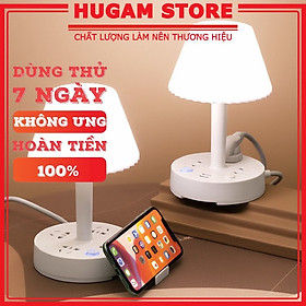 Mua Đèn ngủ để bàn HUGAM cao cấp hình chiếc ô 3 màu đèn có 3 ổ cắm điện công suất 2500w   2 cổng sạc USB 5V/2A tặng kèm giá đỡ điện thoại