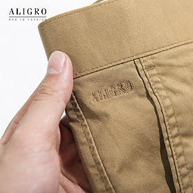 Quần kaki nam, quần thô màu vàng dáng SlimFit, chất liệu vải kaki cao cấp bền đẹp, thiết kế cạp đính đỉa ALIGRO ALGK049