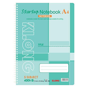 Sổ kẻ ngang lò xo 400 trang Startup A4 Klong 394 - Sổ kẻ ngang khổ A4 kích thước 210 x 297 mm