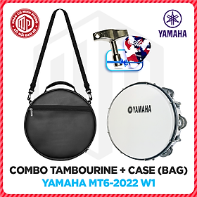 Hình ảnh Combo Trống lắc tay/ Lục lạc gõ bo/ Tambourine Yamaha MT6 W1 + Bao đựng/ Túi đựng 3 lớp Da simili - Hàng chính hãng