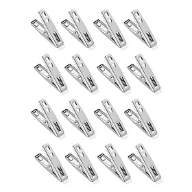 16Pcs Stainless Steel Clothespin Paper Clips Utility Metal Laundry Pegs