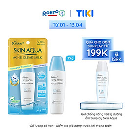 Kem chống nắng Skin Aqua cho da mụn, dạng sữa dùng hàng ngày Sunplay Skin Aqua Acne Clear Eco Việt Nam SPF 50, PA++++ 25g