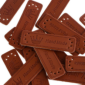 3-6pack 20pcs Retro Brown Leather Handmade Label Tags DIY Sew Craft Patches