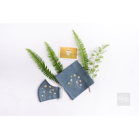 Set Khăn Tay Và Khẩu Trang Linen Thêu Tay