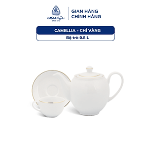 Bộ trà 0.8 L  Camellia Chỉ Vàng Sứ cao cấp Minh Long