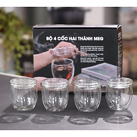 Bộ 4 Cốc Imat MEG Cao Cấp 2 Thành Thủy Tinh Borosilicate Cách Nhiệt