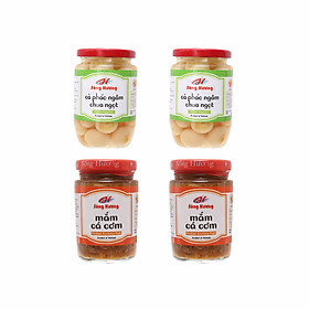 Combo Sông Hương 2 hũ Cà Pháo Ngâm Chua Ngọt 370g + 2 Hũ Mắm Cá Cơm 200g
