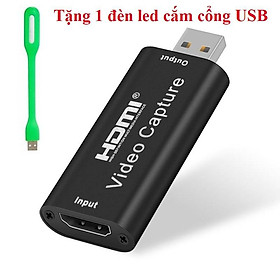 Đầu chuyển HDMI vào laptop, pc qua cổng USB, Video capture - Đầu ghi hình HDMI - Usb 3.0 Tặng 1 đèn led cắm cổng USB