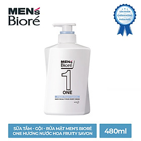 Sữa Tắm - Gội - Rửa Mặt Men's Bioré One Hương Nước Hoa Fruity Savon 480ml