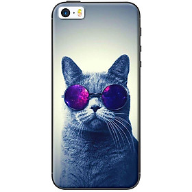 Ốp Lưng Dành Cho iPhone 5/ 5s - Mèo Đeo Kính Tím