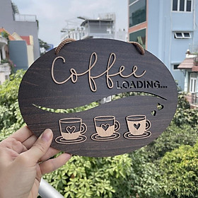 Mua Bảng gỗ Coffee loading treo quán cafe hình 3 ly cafe nền gỗ mộc có dây treo