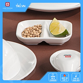 Mua Đĩa muối hai ngăn  Đĩa đựng gia vị 2 ngăn sứ Long Phương