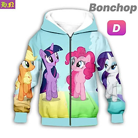 Áo khoác bé gái hình ngựa Pony từ 11-43kg - Áo lạnh nữ - PONY - Thun cotton da cá in 3D cực chất- Hương Nhiên - Mẫu D,S 3~11-12kg